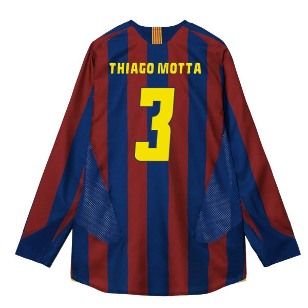 2005-2006 Barcelona T90 Reissue LS Home Shirt (Thiago Motta 3)-SoccerKits Hub | Buy Soccer Jerseys Online