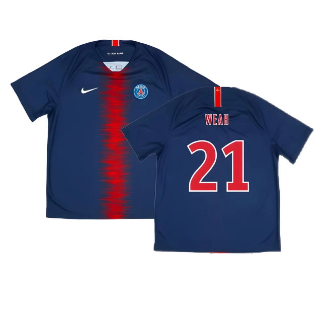 2018-2019 PSG Home Shirt (no sponsor) (Weah 21)-SoccerKits Hub | Buy Soccer Jerseys Online