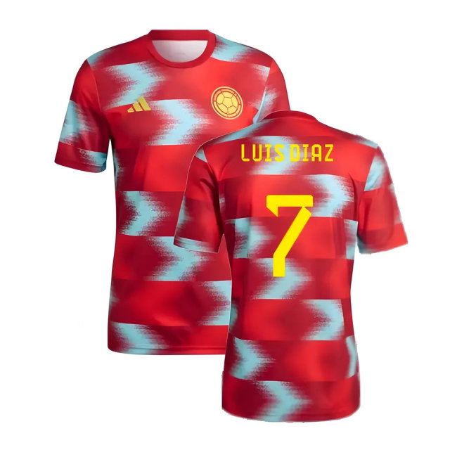 2022-2023 Colombia Pre-Match Shirt (Red) (LUIS DIAZ 7)-SoccerKits Hub | Buy Soccer Jerseys Online