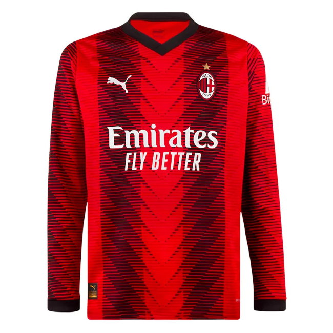 2023-2024 AC Milan Long Sleeve Home Shirt (Maldini 3)-SoccerKits Hub | Buy Soccer Jerseys Online