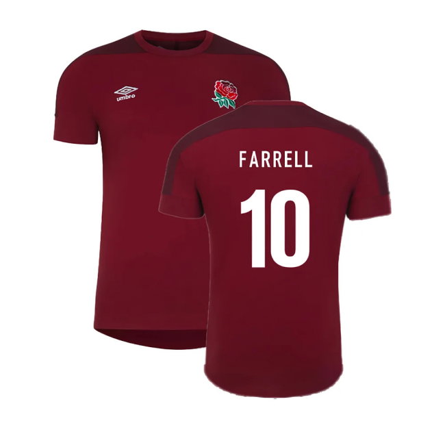 2023-2024 England Rugby Presentation T-Shirt (Tibetan Red) (Farrell 10)-SoccerKits Hub | Buy Soccer Jerseys Online