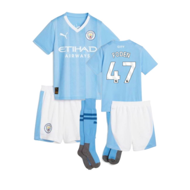 2023-2024 Man City Home Mini Kit (FODEN 47)-SoccerKits Hub | Buy Soccer Jerseys Online