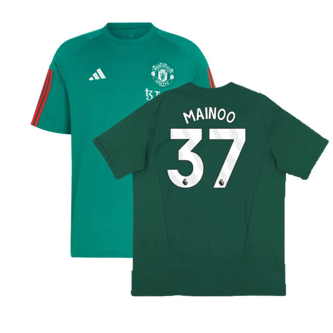 2023-2024 Man Utd Training Tee (Green) (Mainoo 37)-SoccerKits Hub | Buy Soccer Jerseys Online