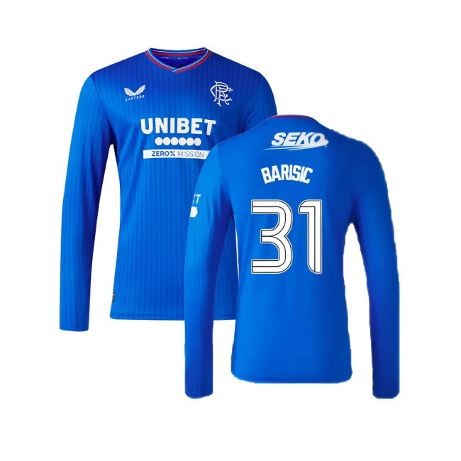 2023-2024 Rangers Long Sleeve Home Shirt (Barisic 31)-SoccerKits Hub | Buy Soccer Jerseys Online