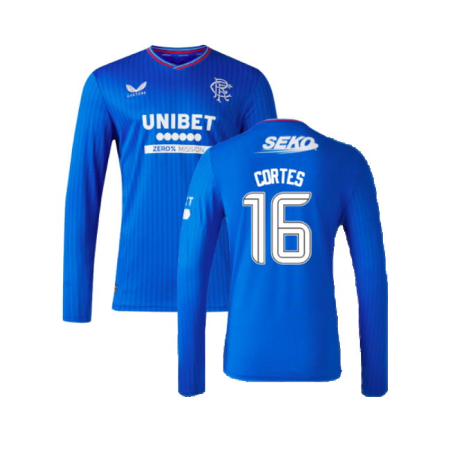 2023-2024 Rangers Long Sleeve Home Shirt (Cortes 16)-SoccerKits Hub | Buy Soccer Jerseys Online