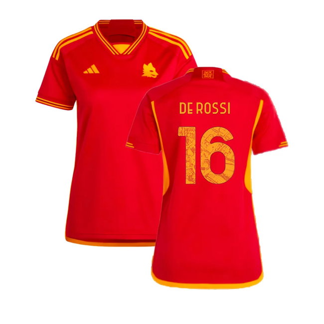 2023-2024 Roma Home Shirt (Ladies) (DE ROSSI 16)-SoccerKits Hub | Buy Soccer Jerseys Online
