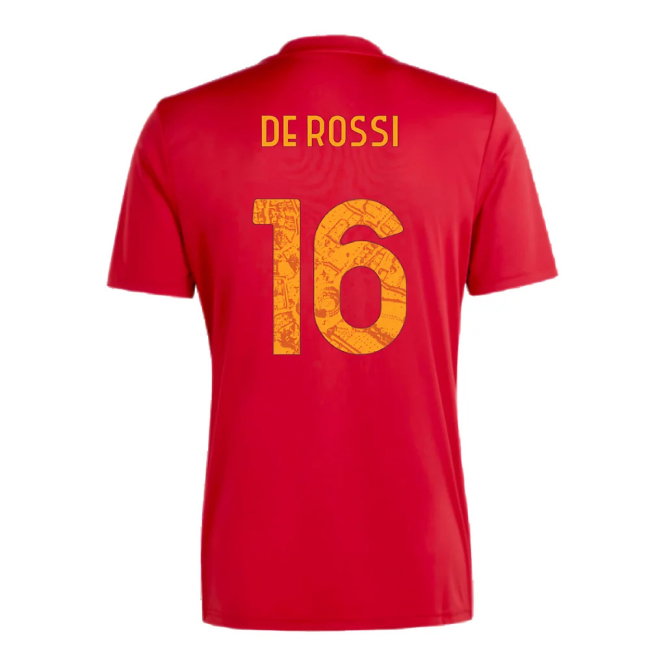 2023-2024 Roma Icon Pre-Match Shirt (Red) (DE ROSSI 16)-SoccerKits Hub | Buy Soccer Jerseys Online