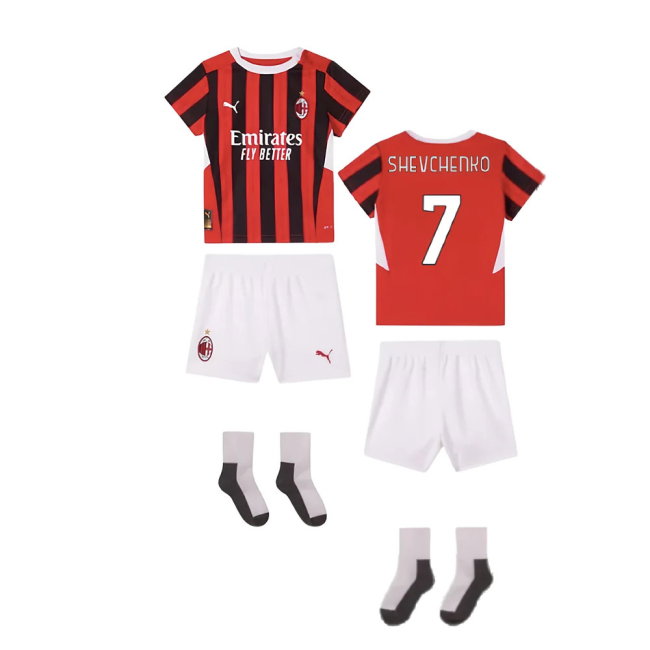 2024-2025 AC Milan Home Baby Kit (Shevchenko 7)-SoccerKits Hub | Buy Soccer Jerseys Online