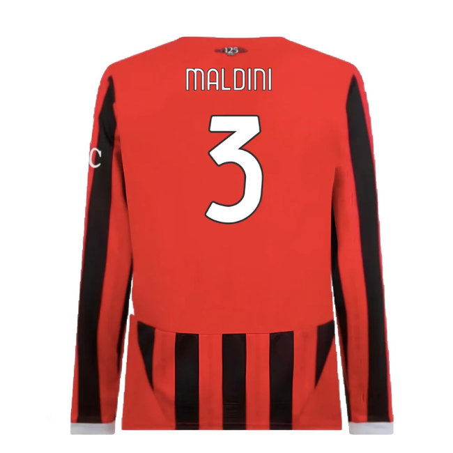 2024-2025 AC Milan Home Long Sleeve Shirt (Maldini 3)-SoccerKits Hub | Buy Soccer Jerseys Online