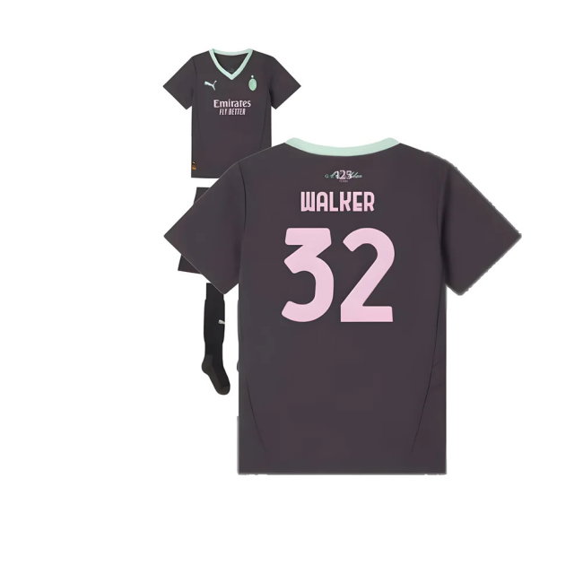 2024-2025 AC Milan Third Mini Kit (Walker 32)-SoccerKits Hub | Buy Soccer Jerseys Online