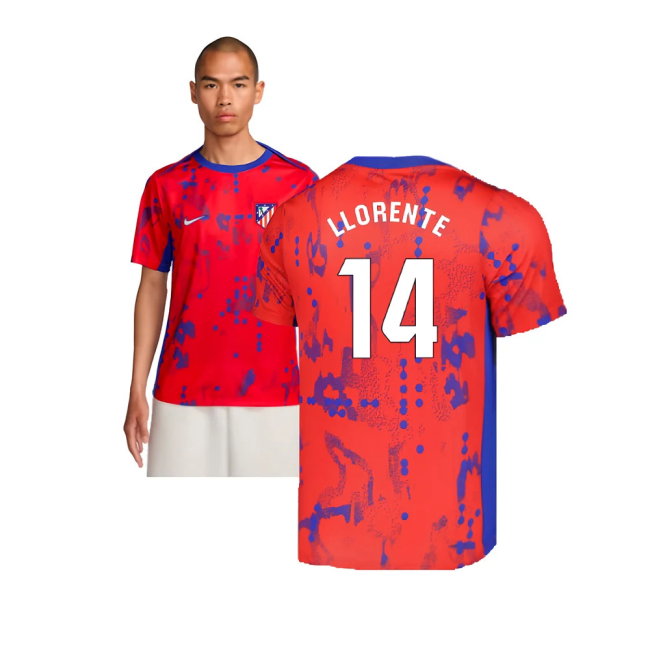 2024-2025 Atletico Madrid Dri-FIT Pre-Match Shirt (Red) (Llorente 14)-SoccerKits Hub | Buy Soccer Jerseys Online