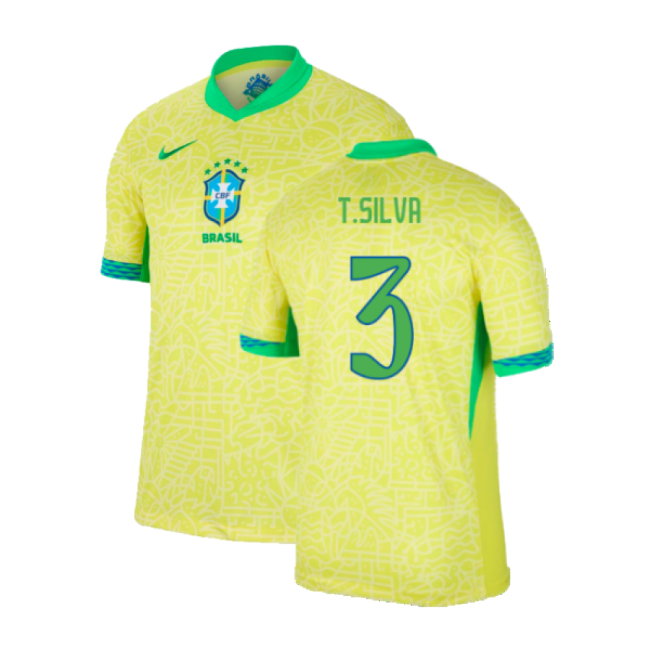 2024-2025 Brazil Home Shirt (T.Silva 3)-SoccerKits Hub | Buy Soccer Jerseys Online
