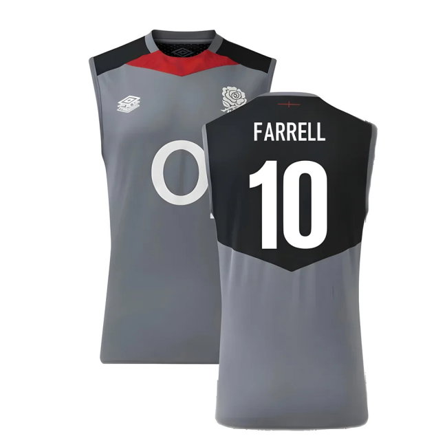 2024-2025 England Rugby Sleeveless Jersey O2 (Grey) (Farrell 10)-SoccerKits Hub | Buy Soccer Jerseys Online