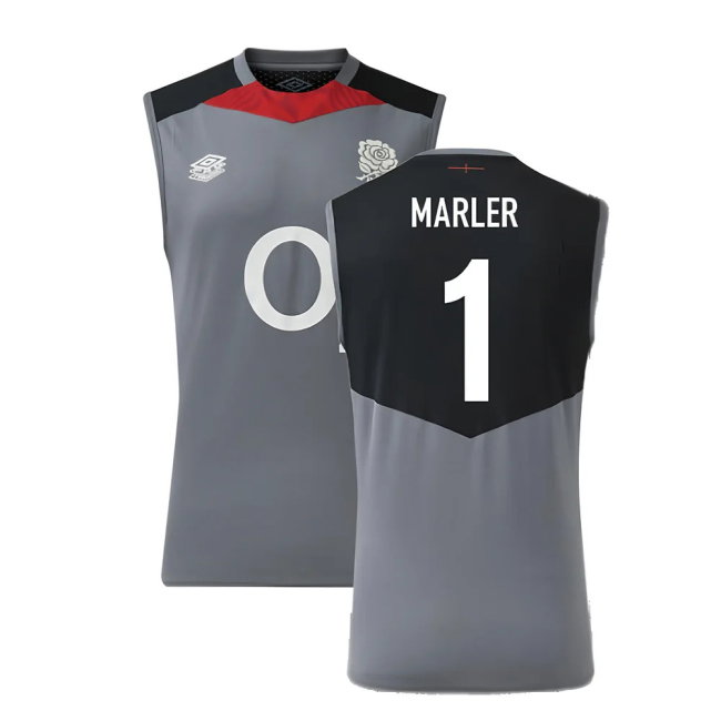2024-2025 England Rugby Sleeveless Jersey O2 (Grey) (Marler 1)-SoccerKits Hub | Buy Soccer Jerseys Online