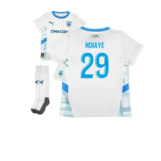 2024-2025 Marseille Home Mini Kit (Ndiaye 29)-SoccerKits Hub | Buy Soccer Jerseys Online