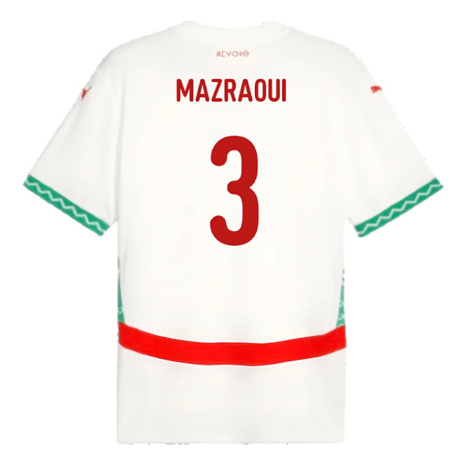 2024-2025 Morocco Away Shirt (Mazraoui 3)-SoccerKits Hub | Buy Soccer Jerseys Online