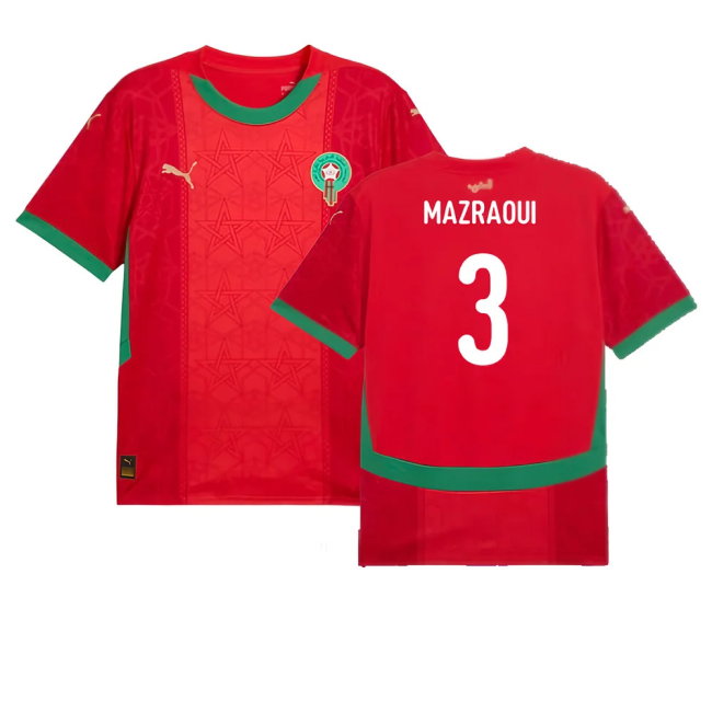 2024-2025 Morocco Home Shirt (Mazraoui 3)-SoccerKits Hub | Buy Soccer Jerseys Online
