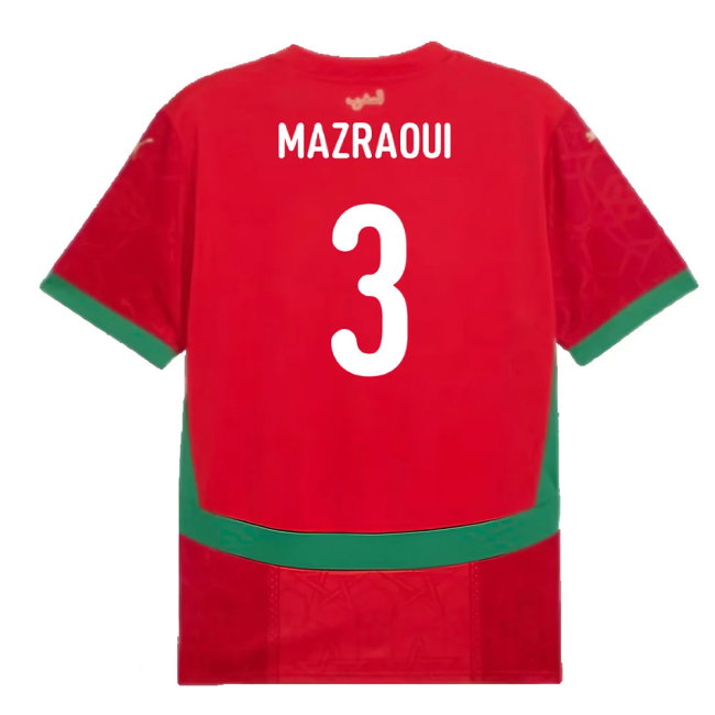 2024-2025 Morocco Home Shirt (Mazraoui 3)-SoccerKits Hub | Buy Soccer Jerseys Online