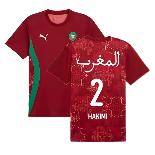 2024-2025 Morocco Prematch SS Jersey (Red) (Hakimi 2)-SoccerKits Hub | Buy Soccer Jerseys Online