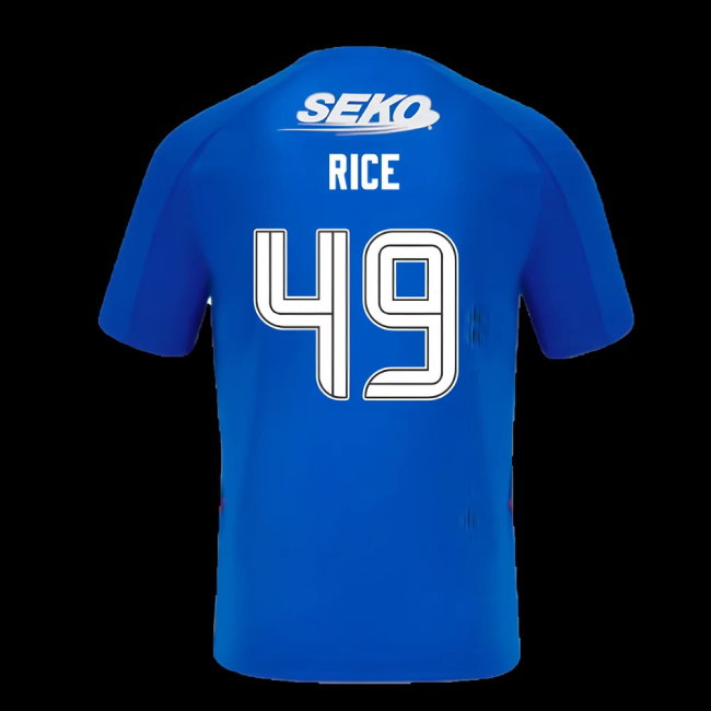 2024-2025 Rangers Home Shirt (Rice 49)-SoccerKits Hub | Buy Soccer Jerseys Online