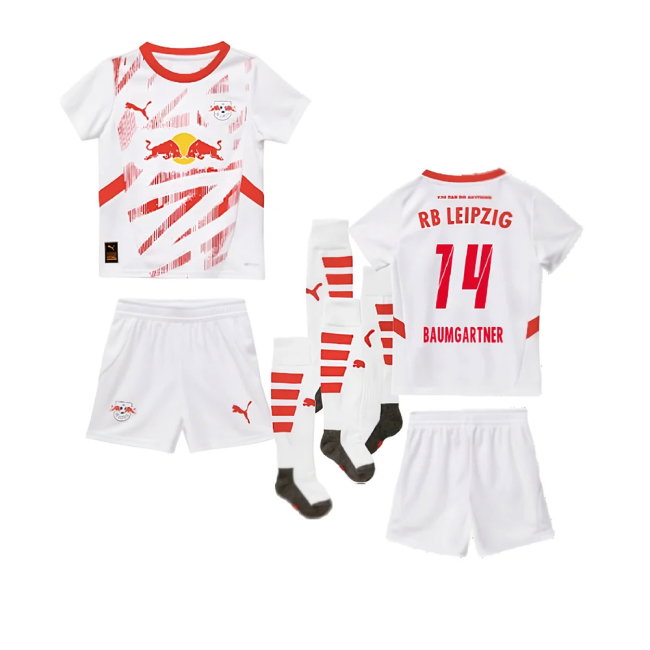 2024-2025 Red Bull Leipzig Home Mini Kit (Baumgartner 14)-SoccerKits Hub | Buy Soccer Jerseys Online
