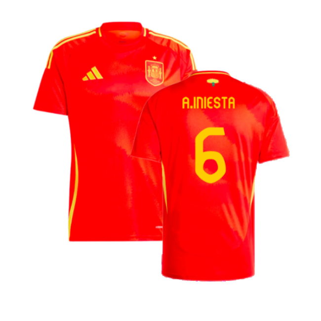 2024-2025 Spain Home Shirt (A.Iniesta 6)-SoccerKits Hub | Buy Soccer Jerseys Online