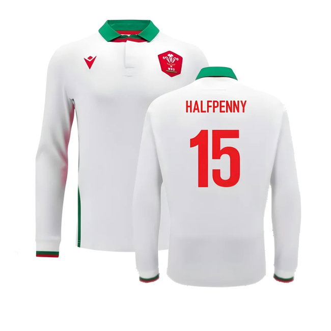 2024-2025 Wales Away Cotton LS Rugby Shirt (Halfpenny 15)-SoccerKits Hub | Buy Soccer Jerseys Online