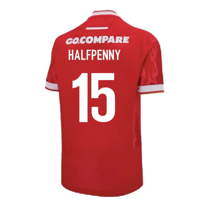 2024-2025 Wales Home Poly Replica Rugby Shirt (Halfpenny 15)-SoccerKits Hub | Buy Soccer Jerseys Online