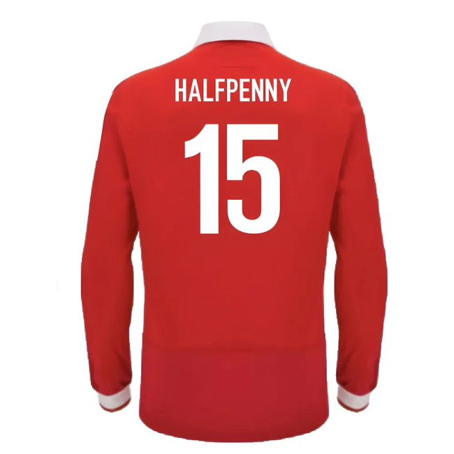 2024-2025 Wales WRU Home LS Cotton Rugby Shirt (Halfpenny 15)-SoccerKits Hub | Buy Soccer Jerseys Online
