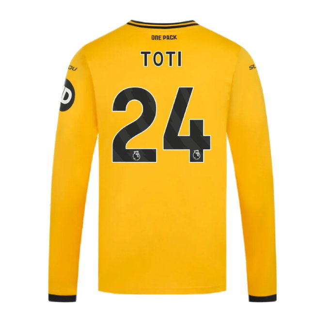 2024-2025 Wolves Long Sleeve Home Shirt (Toti 24)-SoccerKits Hub | Buy Soccer Jerseys Online