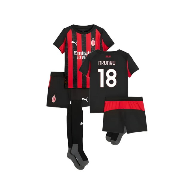 2025-2026 AC Milan Home Mini Kit (Nkunku 18)-SoccerKits Hub | Buy Soccer Jerseys Online