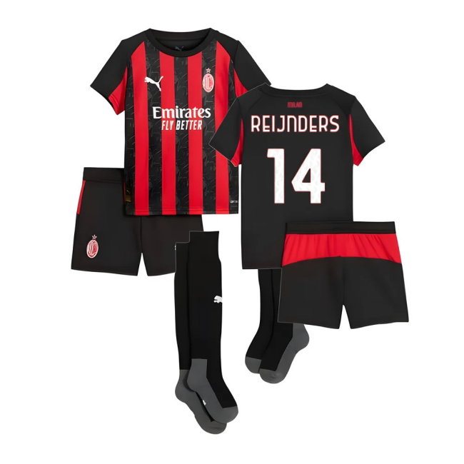2025-2026 AC Milan Home Mini Kit (Reijnders 14)-SoccerKits Hub | Buy Soccer Jerseys Online