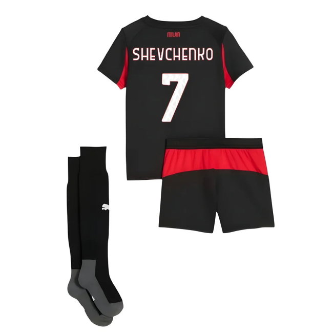 2025-2026 AC Milan Home Mini Kit (Shevchenko 7)-SoccerKits Hub | Buy Soccer Jerseys Online