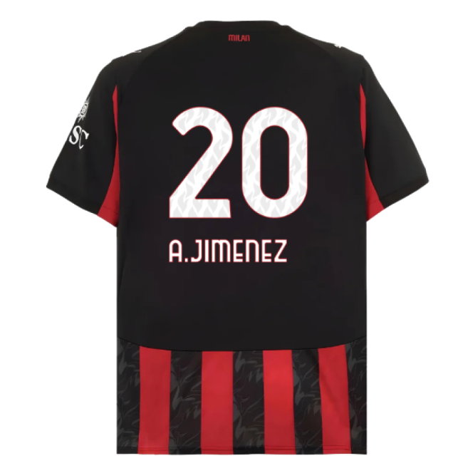 2025-2026 AC Milan Home Shirt (A.Jimenez 20)-SoccerKits Hub | Buy Soccer Jerseys Online