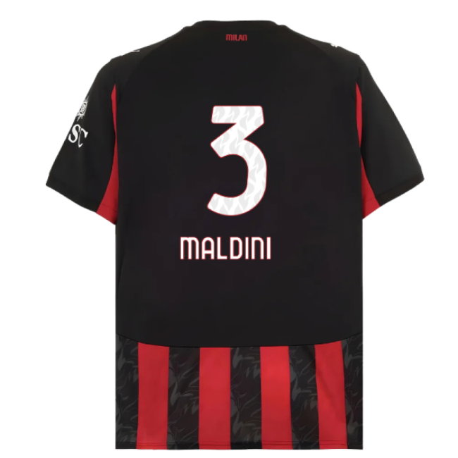 2025-2026 AC Milan Home Shirt (Maldini 3)-SoccerKits Hub | Buy Soccer Jerseys Online