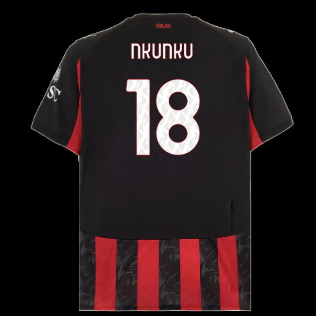 2025-2026 AC Milan Home Shirt (Nkunku 18)-SoccerKits Hub | Buy Soccer Jerseys Online