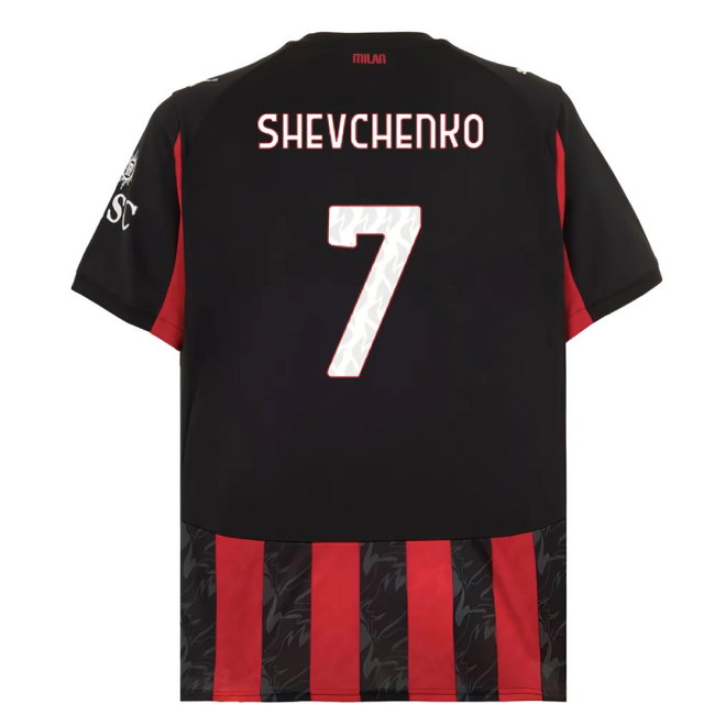 2025-2026 AC Milan Home Shirt (Shevchenko 7)-SoccerKits Hub | Buy Soccer Jerseys Online