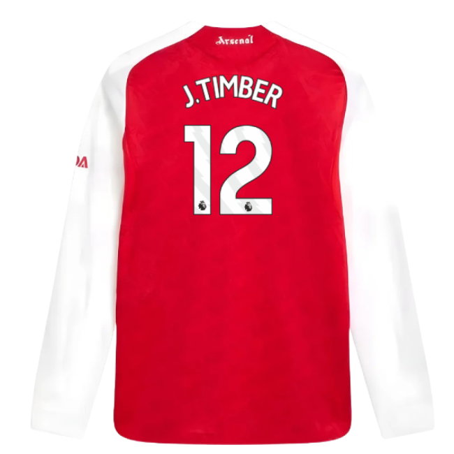 2025-2026 Arsenal Authentic Long Sleeve Home Shirt (J.Timber 12)-SoccerKits Hub | Buy Soccer Jerseys Online