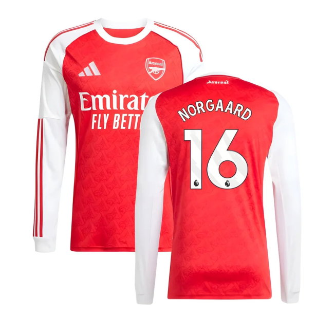 2025-2026 Arsenal Long Sleeve Home Shirt (Norgaard 16)-SoccerKits Hub | Buy Soccer Jerseys Online