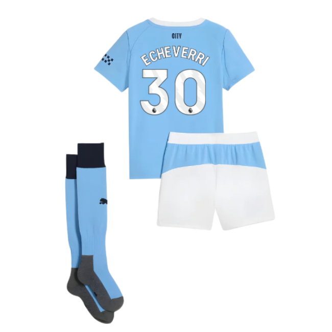 2025-2026 Man City Home Mini Kit (Echeverri 30)-SoccerKits Hub | Buy Soccer Jerseys Online