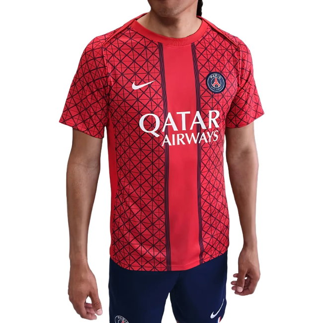 2025-2026 PSG Academy Pro Away Pre Match Shirt (Red) (Mbappe 7)-SoccerKits Hub | Buy Soccer Jerseys Online