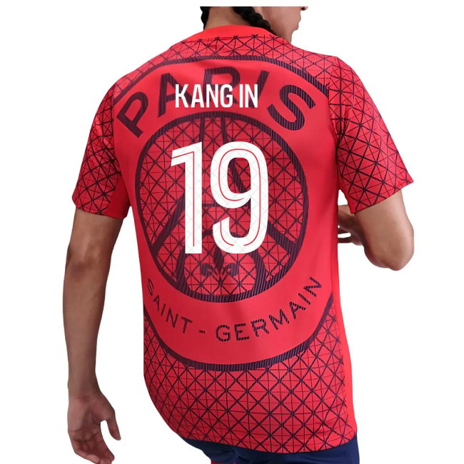 2025-2026 PSG Academy Pro Away Pre Match Shirt (Red) (Kang In 19)-SoccerKits Hub | Buy Soccer Jerseys Online