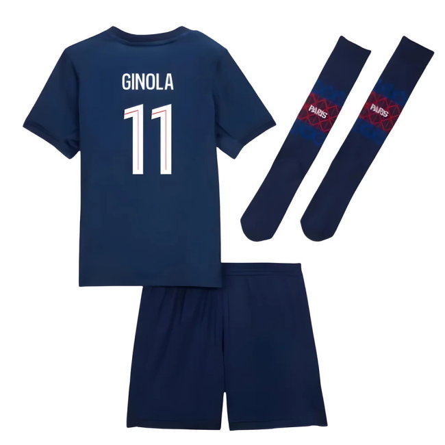 2025-2026 PSG Home Little Kids Mini Kit (Ginola 11)-SoccerKits Hub | Buy Soccer Jerseys Online