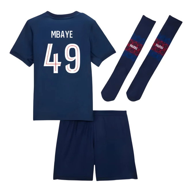 2025-2026 PSG Home Little Kids Mini Kit (Mbaye 49)-SoccerKits Hub | Buy Soccer Jerseys Online