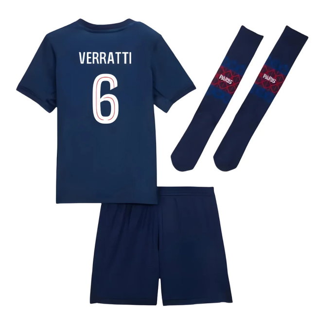 2025-2026 PSG Home Little Kids Mini Kit (Verratti 6)-SoccerKits Hub | Buy Soccer Jerseys Online