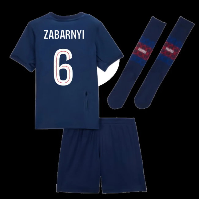 2025-2026 PSG Home Little Kids Mini Kit (Zabarnyi 6)-SoccerKits Hub | Buy Soccer Jerseys Online