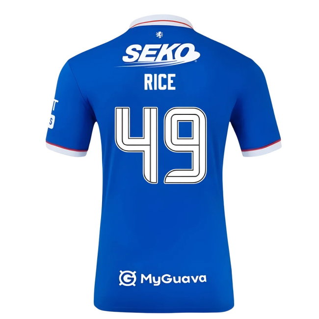 2025-2026 Rangers Authentic Home Shirt (Rice 49)-SoccerKits Hub | Buy Soccer Jerseys Online