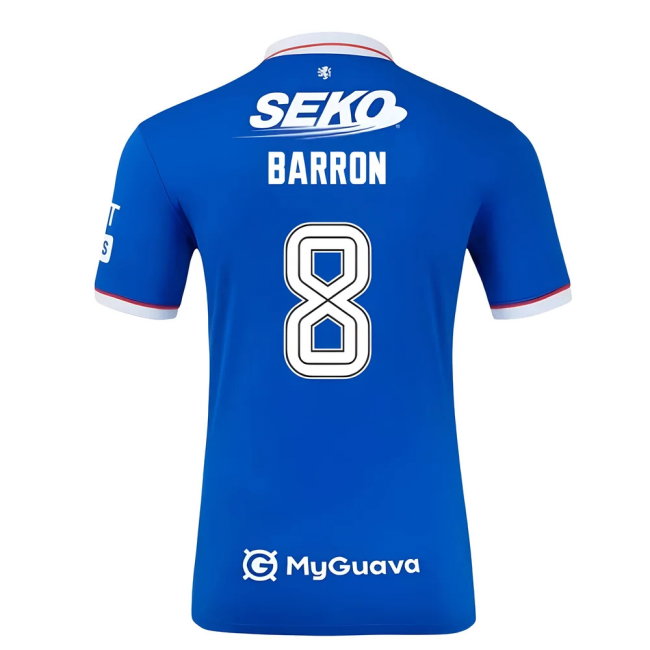 2025-2026 Rangers Home Shirt (Kids) (Barron 8)-SoccerKits Hub | Buy Soccer Jerseys Online