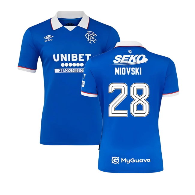 2025-2026 Rangers Home Shirt (Miovski 28)-SoccerKits Hub | Buy Soccer Jerseys Online