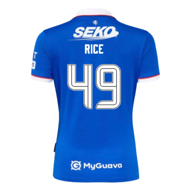 2025-2026 Rangers Home Shirt - Womens (Rice 49)-SoccerKits Hub | Buy Soccer Jerseys Online